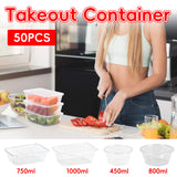 50PCS Disposable Takeout Containers Food Grade Leakproof