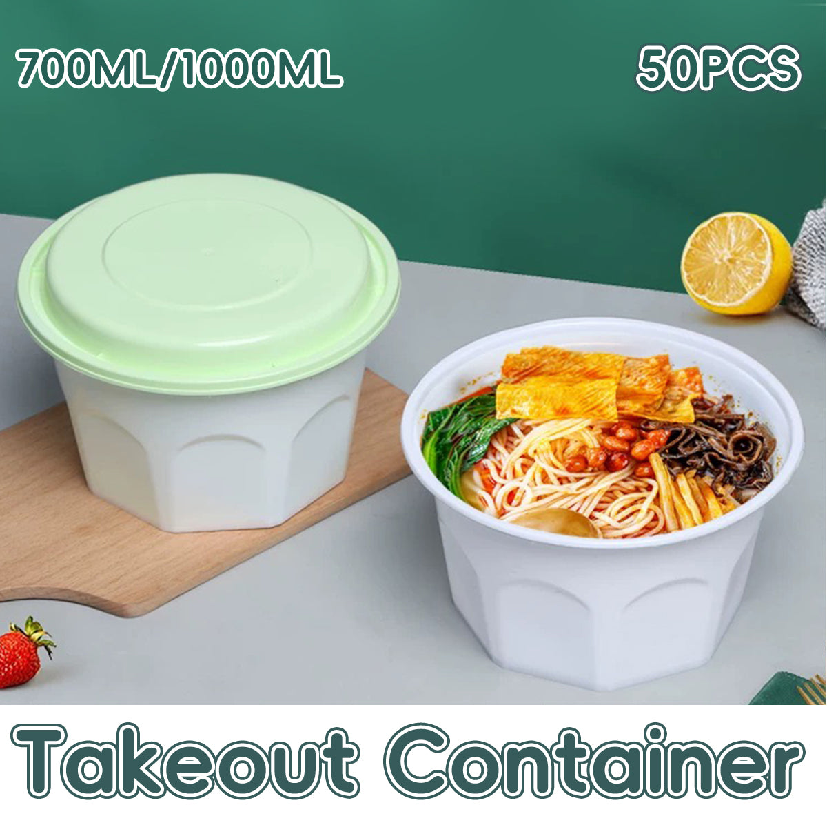 50PCS Disposable Degradable Takeout Food Box 700/1000ml Restaurant Home Delivery