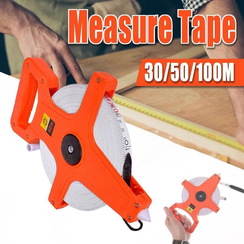 Professional using a 100m Tape Measure on a construction site