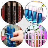 Variety of Test Tubes in a laboratory setting, filled with colorful liquids.