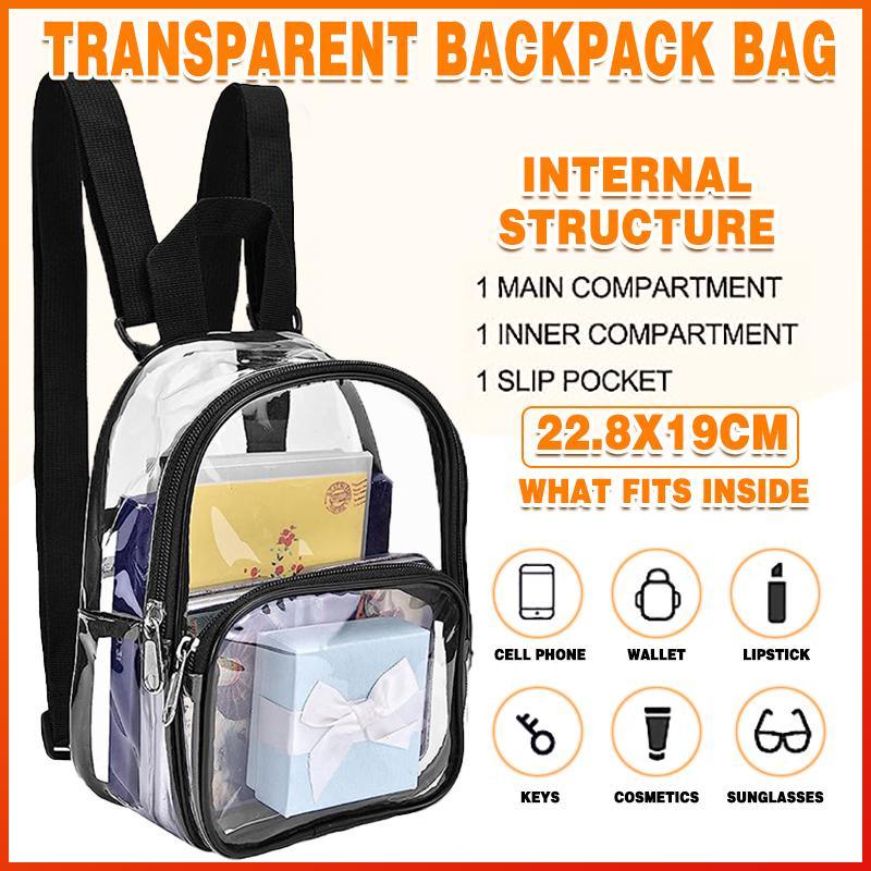 Transparent Backpack Bag 1PC 19x7x22.8cm PVC Clear - Discount Packaging Warehouse