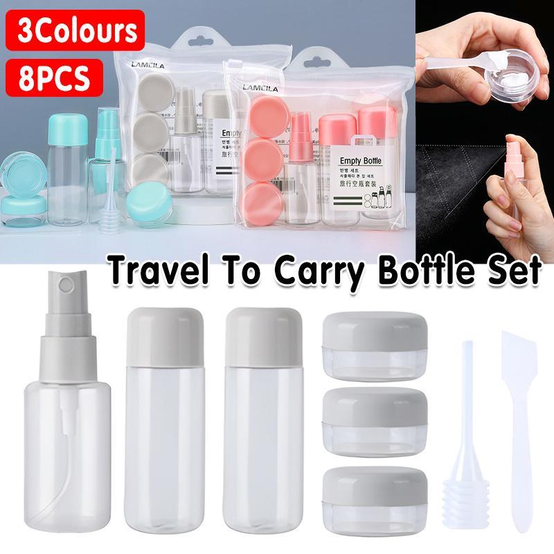 Travel Toiletry Refillable Bottle Kit 8PCS 3Colours - Discount Packaging Warehouse