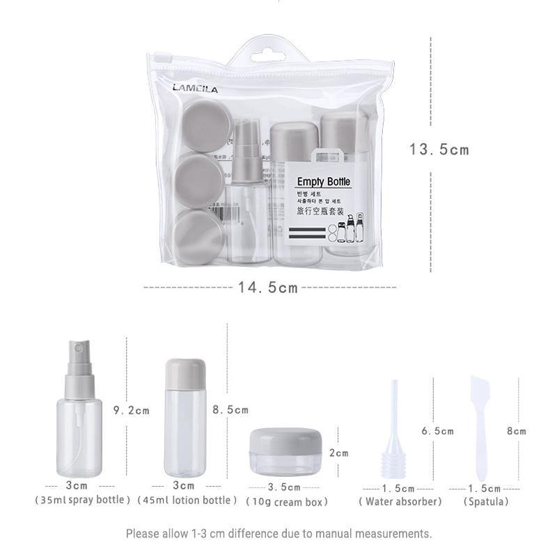 Travel Toiletry Refillable Bottle Kit 8PCS 3Colours - Discount Packaging Warehouse