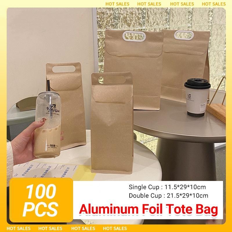 Durable takeaway packaging paper bags with reinforced handles