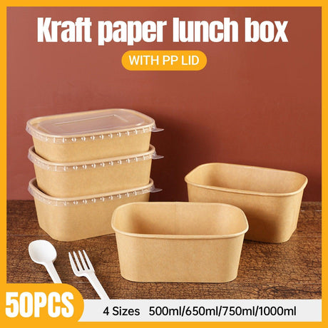 Versatile Kraft Paper Food Containers with Secure Lids