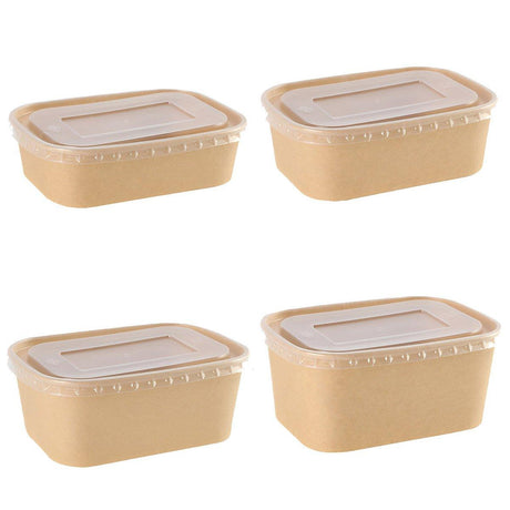 Versatile Kraft Paper Food Containers with Secure Lids