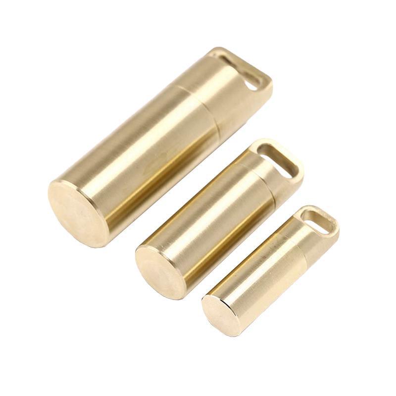 Waterproof Pill Box 1PC 3Sizes Brass Medicine Capsule Storage Holder - Discount Packaging Warehouse