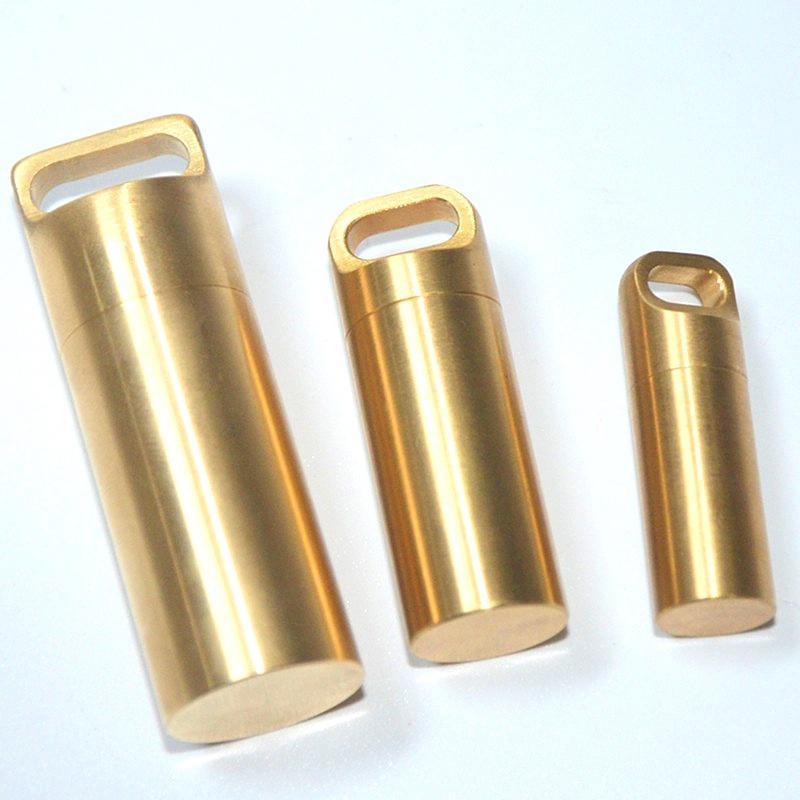 Waterproof Pill Box 1PC 3Sizes Brass Medicine Capsule Storage Holder - Discount Packaging Warehouse