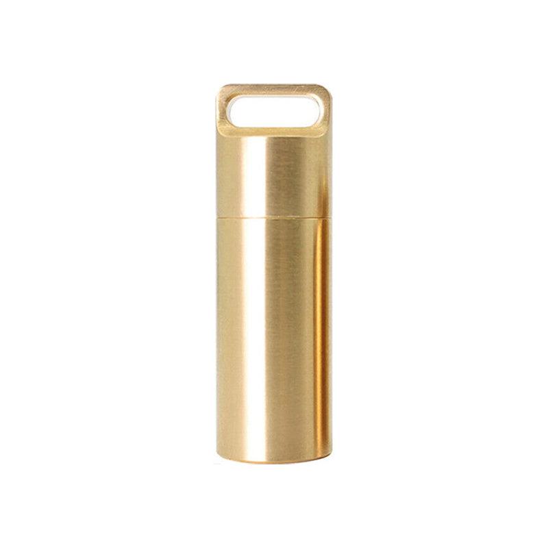 Waterproof Pill Box 1PC 3Sizes Brass Medicine Capsule Storage Holder - Discount Packaging Warehouse