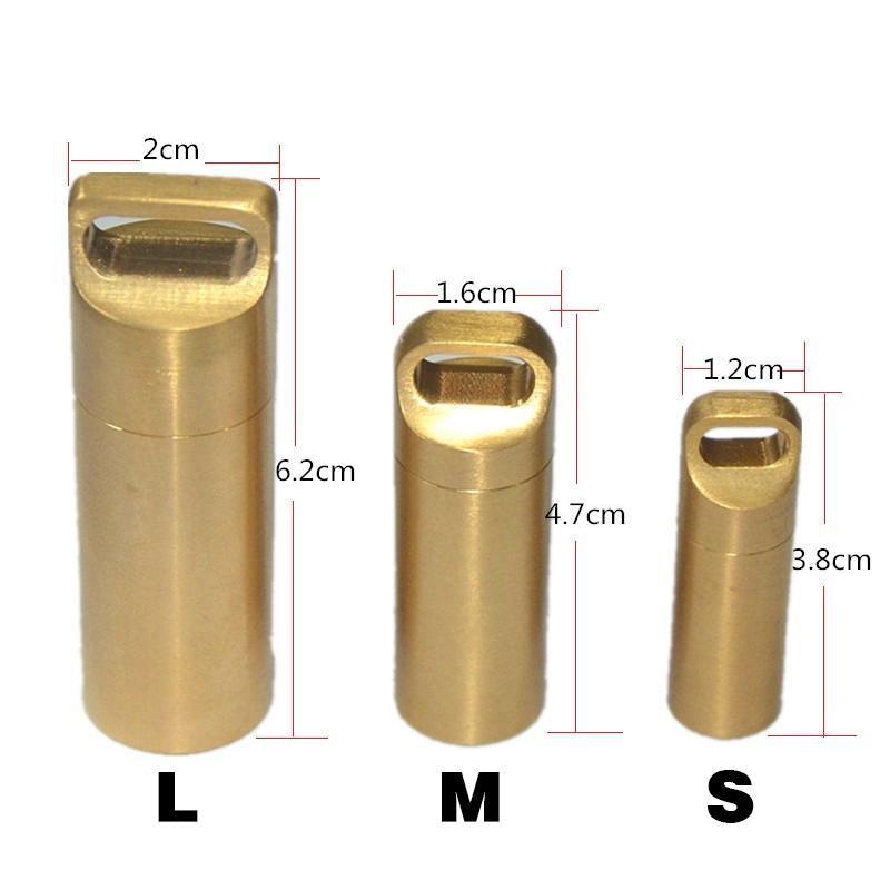 Waterproof Pill Box 1PC 3Sizes Brass Medicine Capsule Storage Holder - Discount Packaging Warehouse