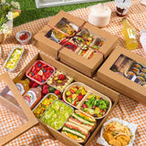 10PCS Kraft Paper Lunch Boxes Food Grade Disposable Bento Packaging