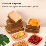 100PCS Kraft Paper Plates Food Grade Water Oil Resistant Lunch Boxes