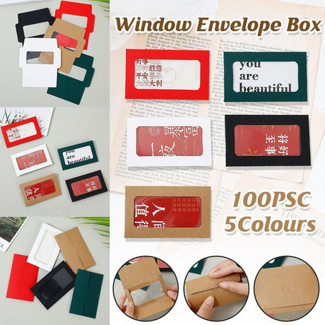 Window Envelopes 100PCS 250g Card with PET Film for Gifts and Invitations