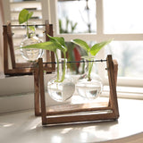 Wooden Frame Glass Vase 1PC 3Sizes Planter Desktop Hydroponics - Discount Packaging Warehouse