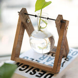 Wooden Frame Glass Vase 1PC 3Sizes Planter Desktop Hydroponics - Discount Packaging Warehouse