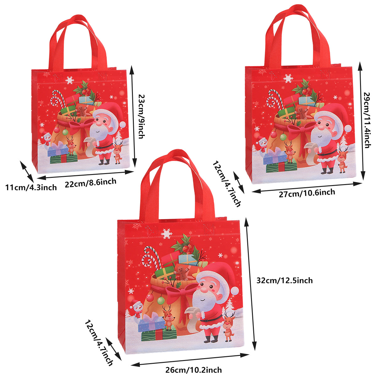 25pcs Christmas Non Woven Shopping Tote Bags Printed Colour Party Gift Bags