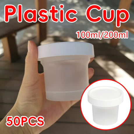 50 Pcs Plastic Cup Packaging Boxes with Lids Ice Cream Pudding Yogurt