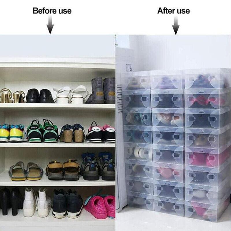 Plastic shoe boxes for organized storage