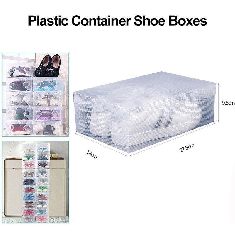 Plastic shoe boxes for organized storage