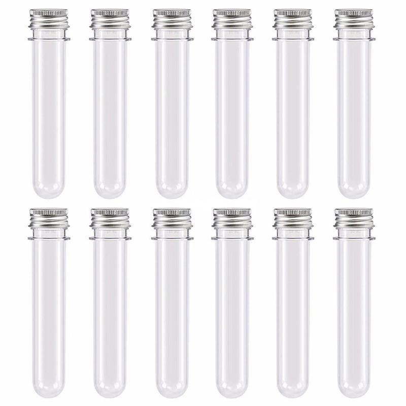 Test Tubes with Metal Caps 50PCS 2.8*14cm 45ml PET - Discount Packaging Warehouse