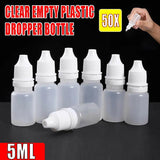 Clear Plastic Empty Dropper Bottles 50PCS 5ml PE - Discount Packaging Warehouse