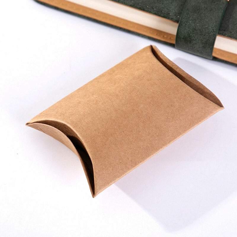 Elegant Kraft Paper Pillow Gift Boxes with Hemp Ropes