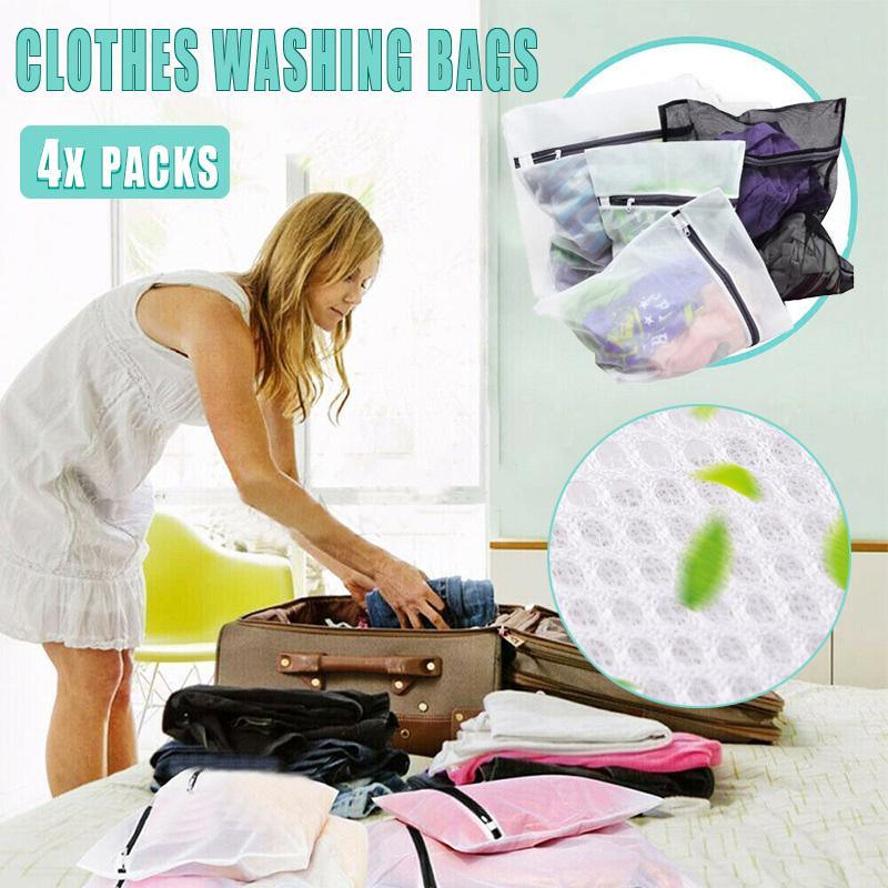 Washing Bags 4PCS Polyester Black/White - Discount Packaging Warehouse