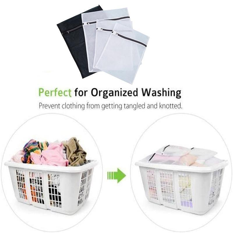 Washing Bags 4PCS Polyester Black/White - Discount Packaging Warehouse