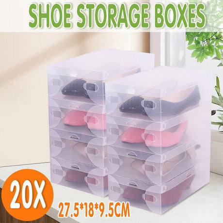 Plastic shoe boxes for organized storage