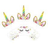 Unicorn Cupcake Decoration 24PCS Wrappers+Toppers Double Sided - Discount Packaging Warehouse