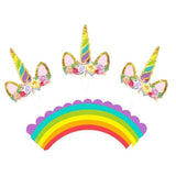 Unicorn Cupcake Decoration 24PCS Wrappers+Toppers Double Sided - Discount Packaging Warehouse